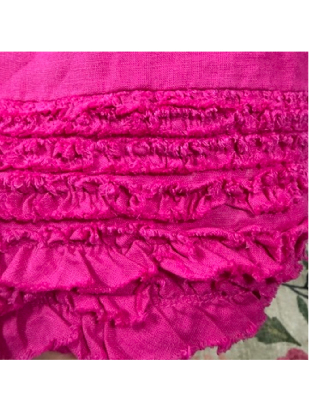 Eileen Fisher System Pink 100% Irish Linen Ruffle Hem Tank Dress Chic Size XS - Picture 10 of 11